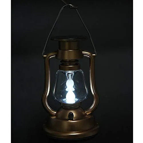 Bronzed Solar Power Lantern Lamp Lights Outdoor Hand Crank 7 LED Bright Gar T5A2