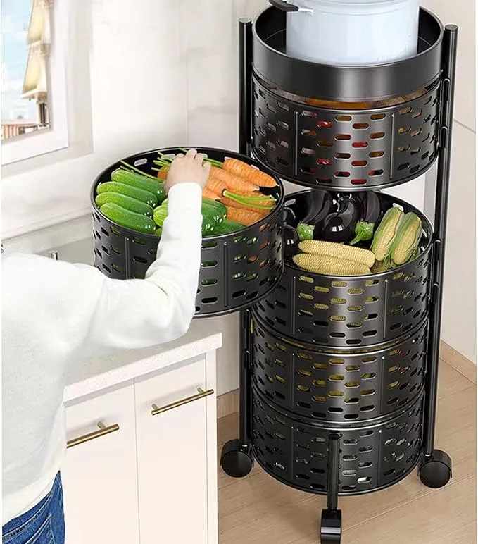 Rotating Storage Rack for Kitchen Potato Storage Rotating Shelf Fruit Rack Vegetable Rack Rotating Fruit Basket Rotating Storage Rack