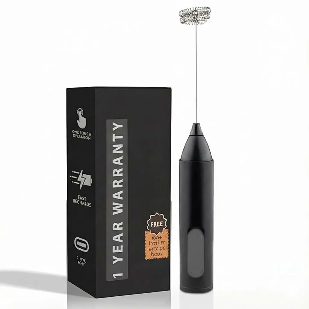 Coffee Frother Electric Rechargeable Coffee Maker Machine for Home Electric Coffee Frother Machine &amp; Milk Whisker with Dual Spring Tech