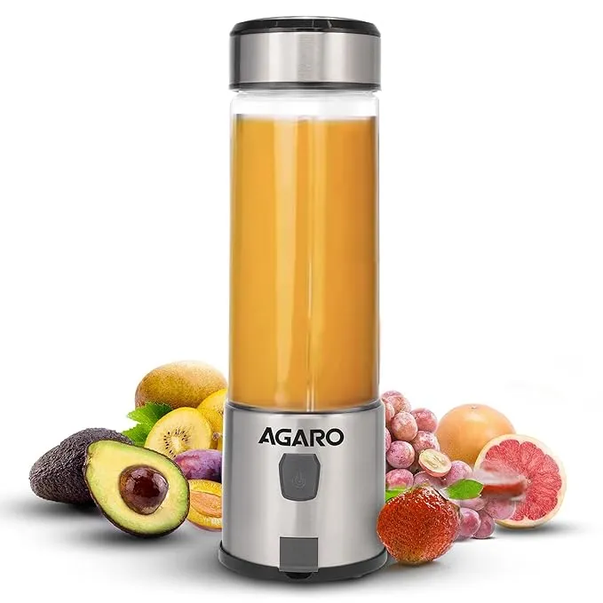 Portable Blender for Smoothie &amp; Milk Shakes, 450ml, USB Type C Rechargeable, 3000 mAh Battery, Mini Personal Blender for Home, Office, Gym, Travel. 126W, Stainless Steel Blade
