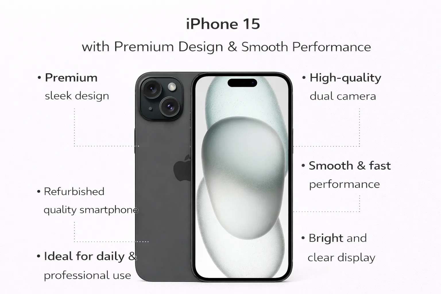 Refurbished iPhone 15 with Premium Design &amp; Smooth Performance