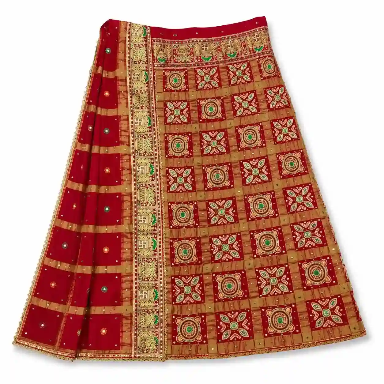 Traditional Embroidered Ethnic Dupatta with Mirror Work &amp; Multicolor Pattern Design