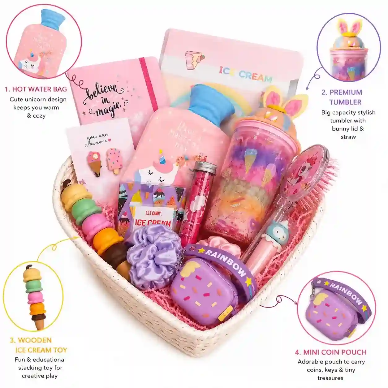 Cute Unicorn Stationery &amp; Gift Basket Set