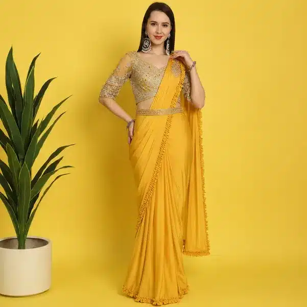 Sunshine Elegance Embellished Party Wear Saree