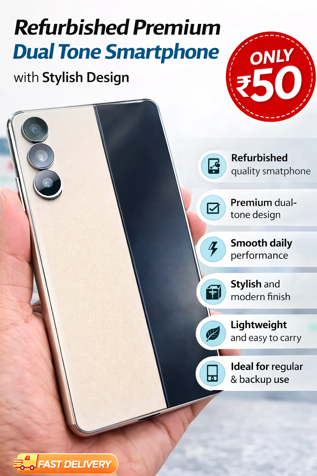 Refurbished Premium Dual Tone Smartphone with Stylish Design